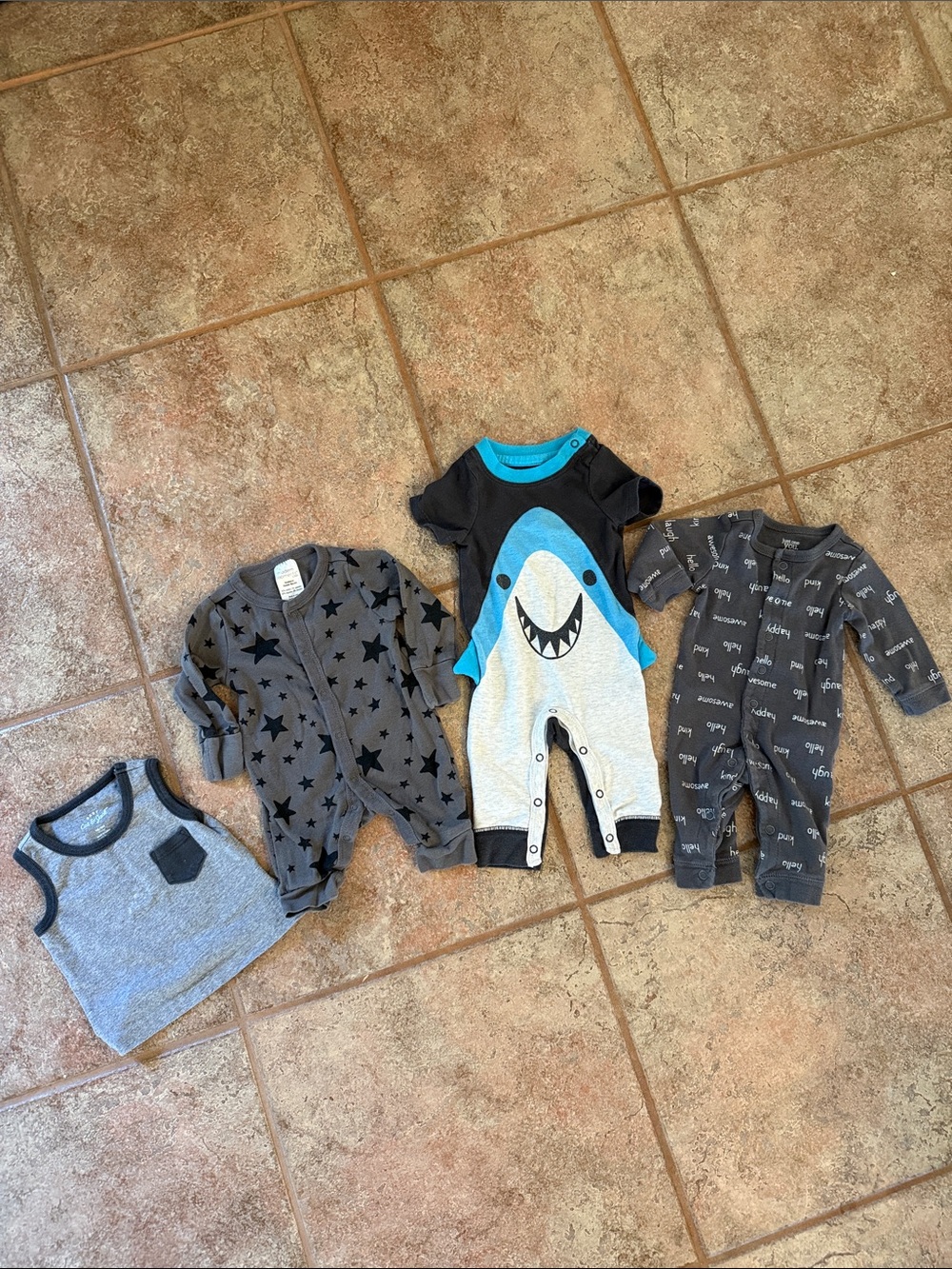 Baby Shark One-Piece Romper - Blue & Black Shark Design